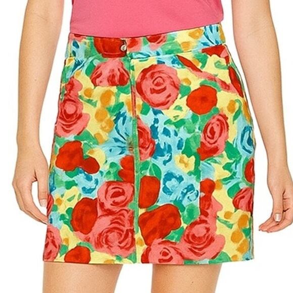 Talbots Pink Red Yellow Floral Casual Straight Pencil Stretch Skirt Women's 4 - Picture 5 of 11